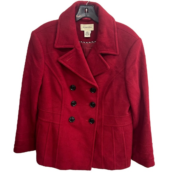 ST JOHNS BAY CASHMERE BLEND WOMEN JACKET IN DEEP RED SIZE LARGE - Picture 2 of 8